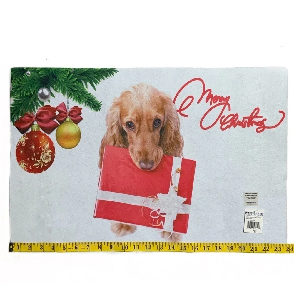 Holiday Doormat Puppy Dog Christmas Decor Rectangle 16 X 24 In Multicolor